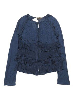 Loewe Rayon Knit Sheath Cardigan Bolero Long Sleeve Round Neck Ruffle